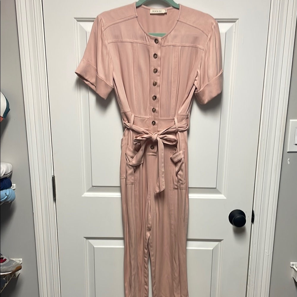Roolee Pink Button-Down Jumpsuit
